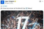法甲官推发图祝贺：世界杯有史以来最佳射手🇦🇷梅西
